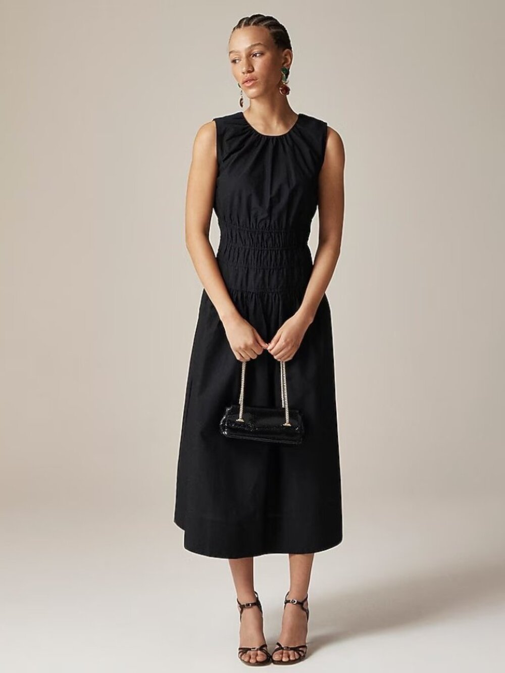 J. Crew Hyacinth Dress in Cotton Poplin Black